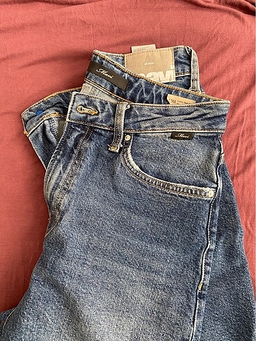 Mavi mom jean kot pantolon