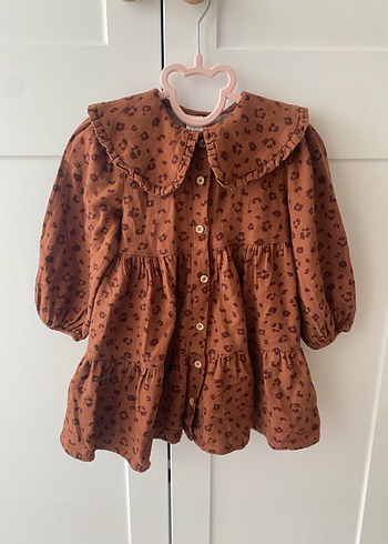 Leopar Desenli Uzun Kollu Kız Elbisesi