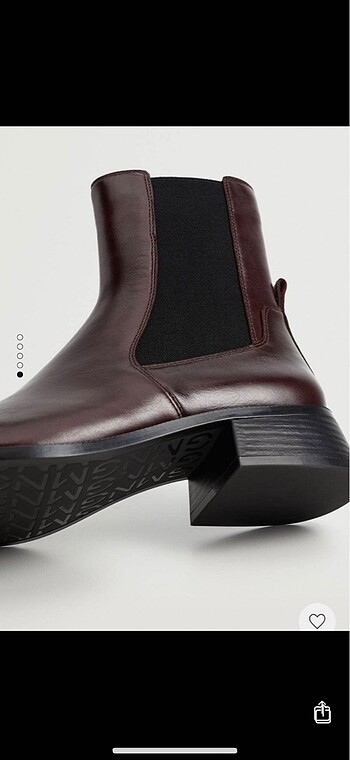 Mango Deri Chelsea Bilek Botları - 38/Bordo