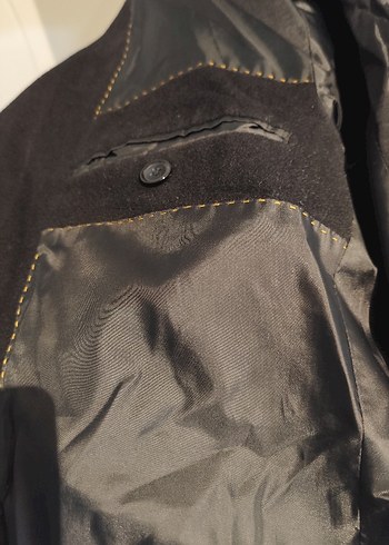 Düğmeli  siyahErkek Kaban - Görsel 4