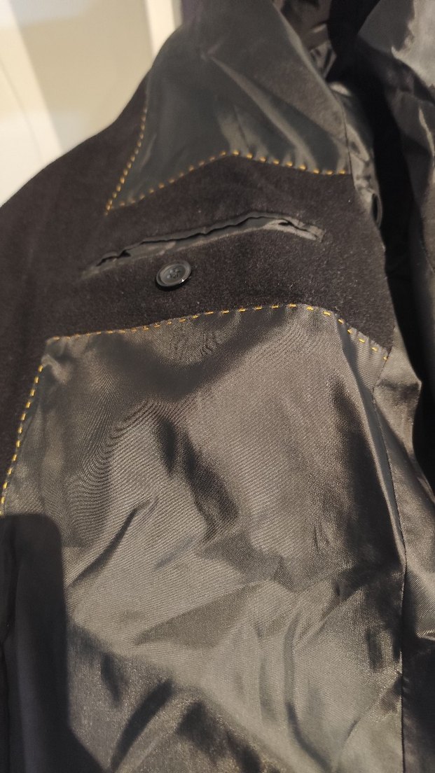 Düğmeli  siyahErkek Kaban - Görsel 4