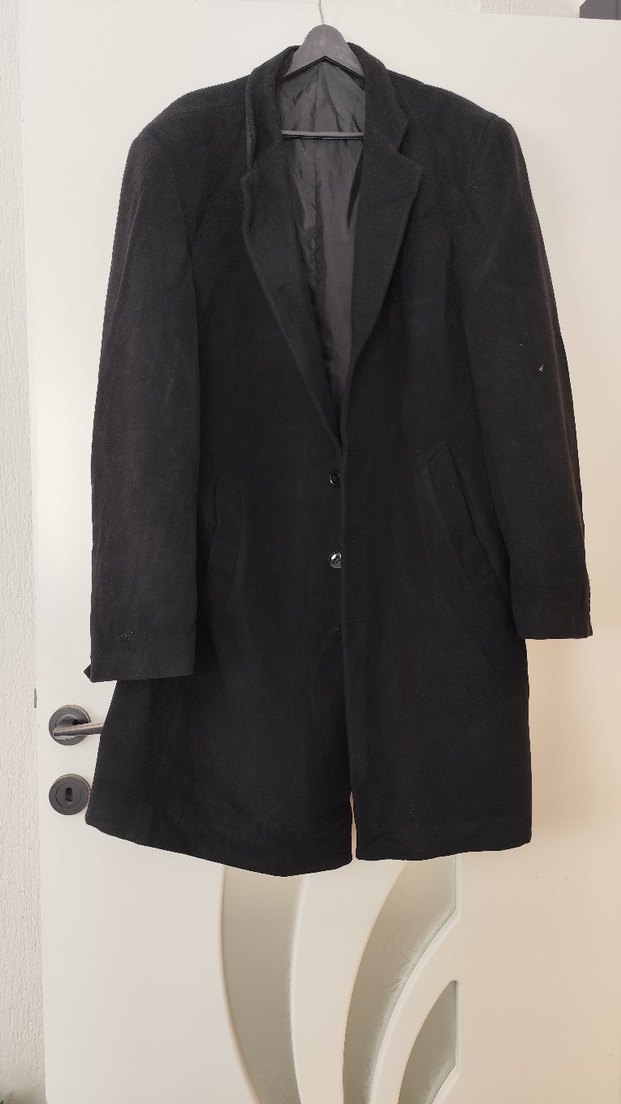 Düğmeli  siyahErkek Kaban - Görsel 2