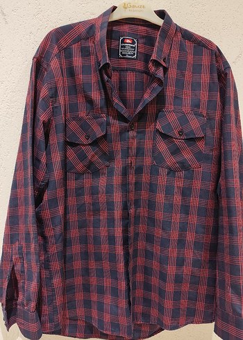 Düğmeli kırmızı Kareli  Gömlek - Görsel 2