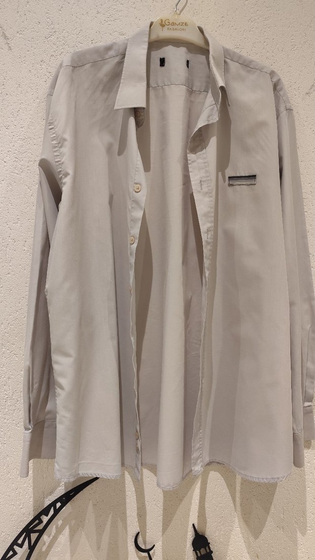 Düğmeli  açık  giri Keten  erkek Gömlek - Görsel 3