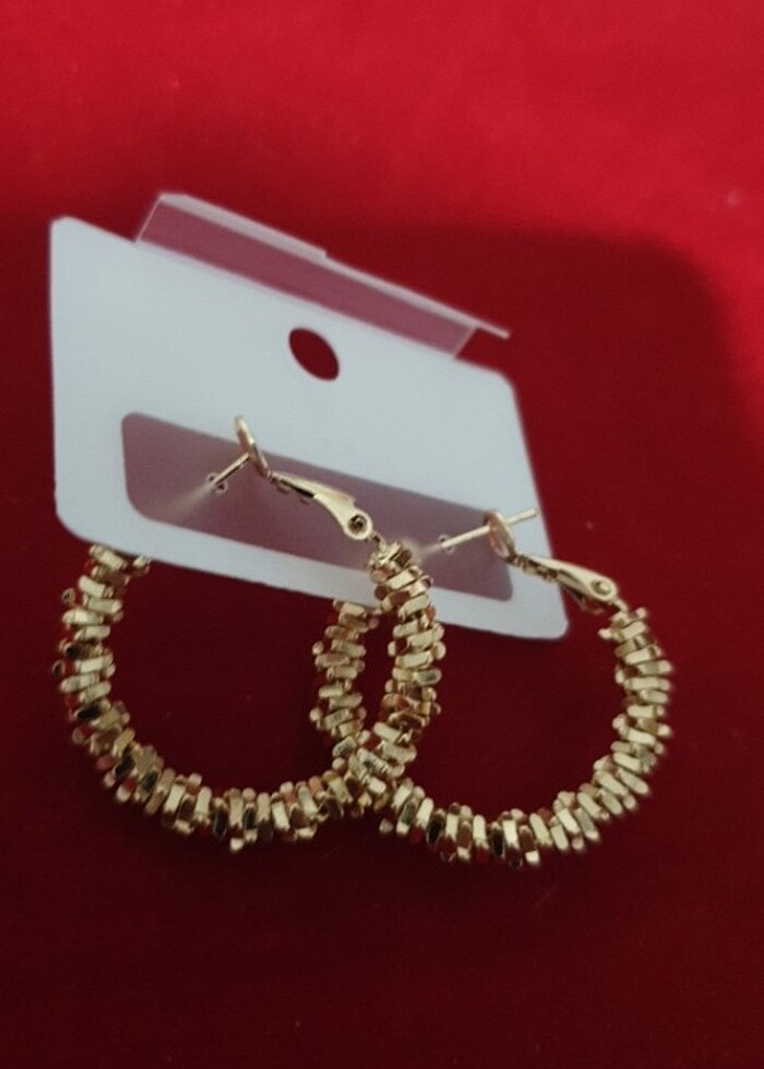 Yıldız desenli halka Çelik küpe  - Görsel 2