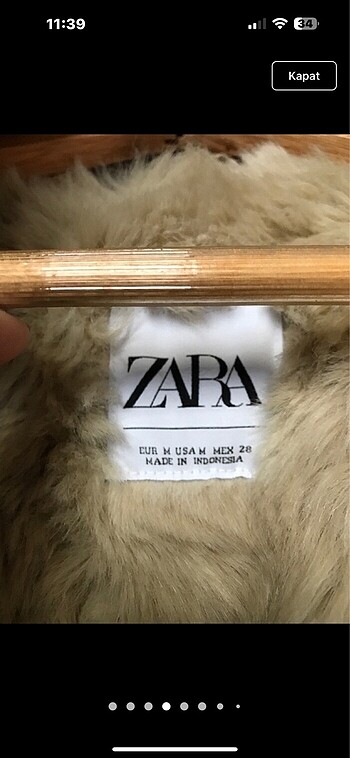 28 Beden camel Renk Zara kürklü mont