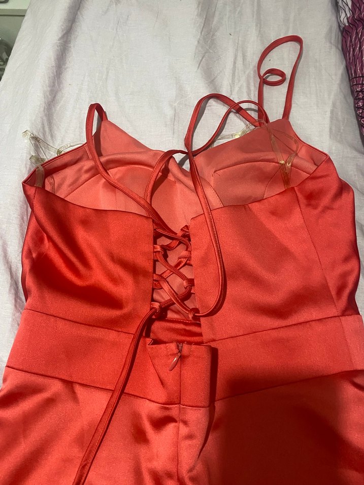 Pembe Uzun Drapeli V Yaka Abiye Elbise - Görsel 3