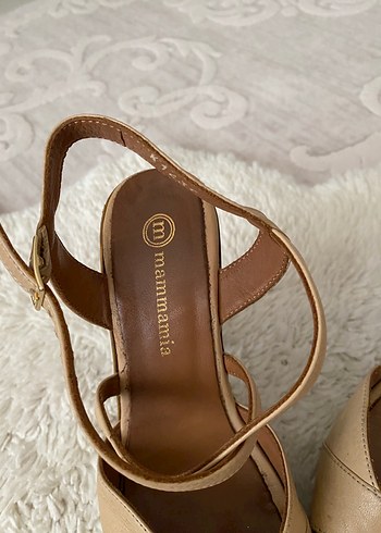 Bej Süet Dolgu Topuklu Kadın Sandalet - Görsel 3