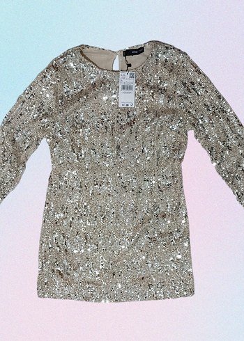 Altın Renk Parlak Payetli Midi Kokteyl Elbise - Görsel 12