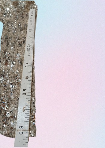 Altın Renk Parlak Payetli Midi Kokteyl Elbise - Görsel 8