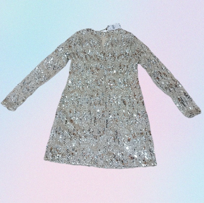 Altın Renk Parlak Payetli Midi Kokteyl Elbise - Görsel 4