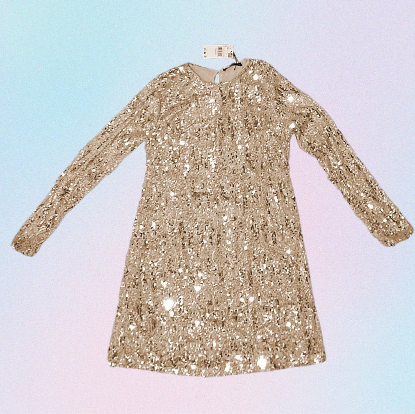 Altın Renk Parlak Payetli Midi Kokteyl Elbise - Görsel 3