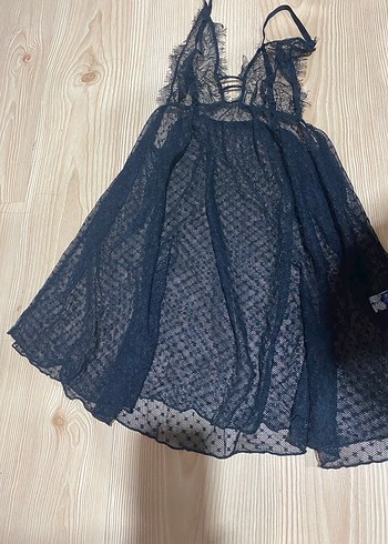 Victoria s Secret Dantel Detaylı Siyah Uzun Kadın Abiye Elbise