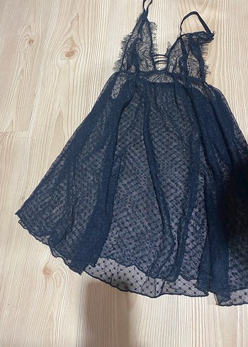 l Beden Dantel Detaylı Siyah Uzun Kadın Abiye Elbise