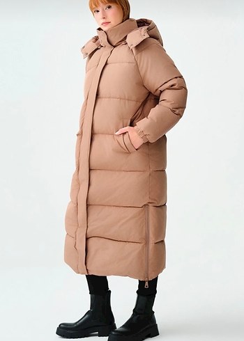 Loft Bej Kadın Uzun Kollu Kışlık Mont - Görsel 3