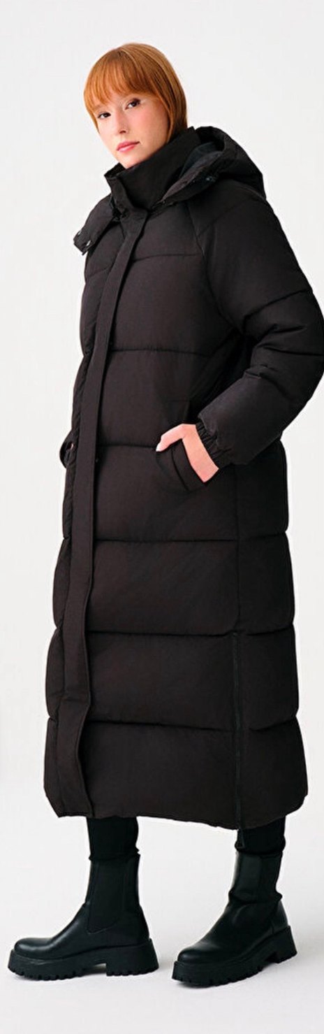 Loft Uzun Siyah Kadın Kışlık Mont - Görsel 2