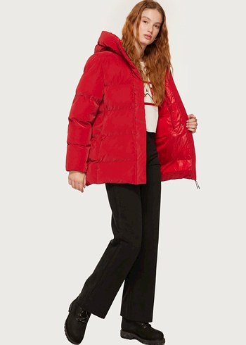 Dıscovery Kadın Kırmızı Parlak Midi Kış Montu - Görsel 3
