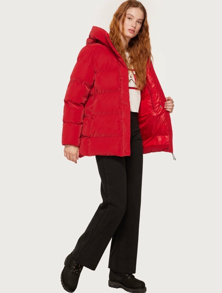 Dıscovery Kadın Kırmızı Parlak Midi Kış Montu - Görsel 3