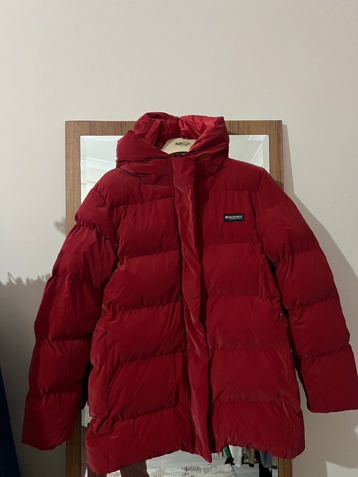 Dıscovery Kadın Kırmızı Parlak Midi Kış Montu - Görsel 4