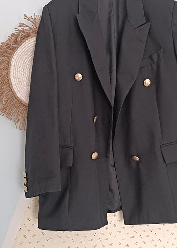 42 Beden Siyah Düğmeli Kadın Blazer Ceket