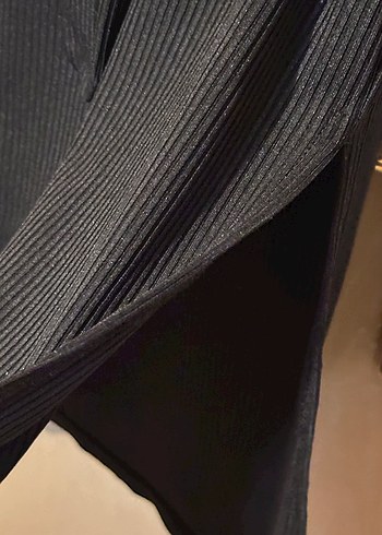 Siyah Fitilli Kumaş Elbise - Görsel 2