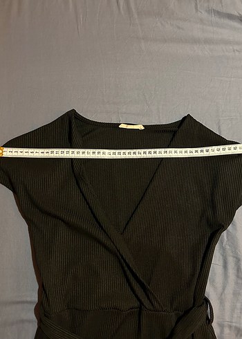 Siyah Fitilli Kumaş Elbise - Görsel 4