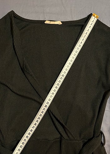 Siyah Fitilli Kumaş Elbise - Görsel 5