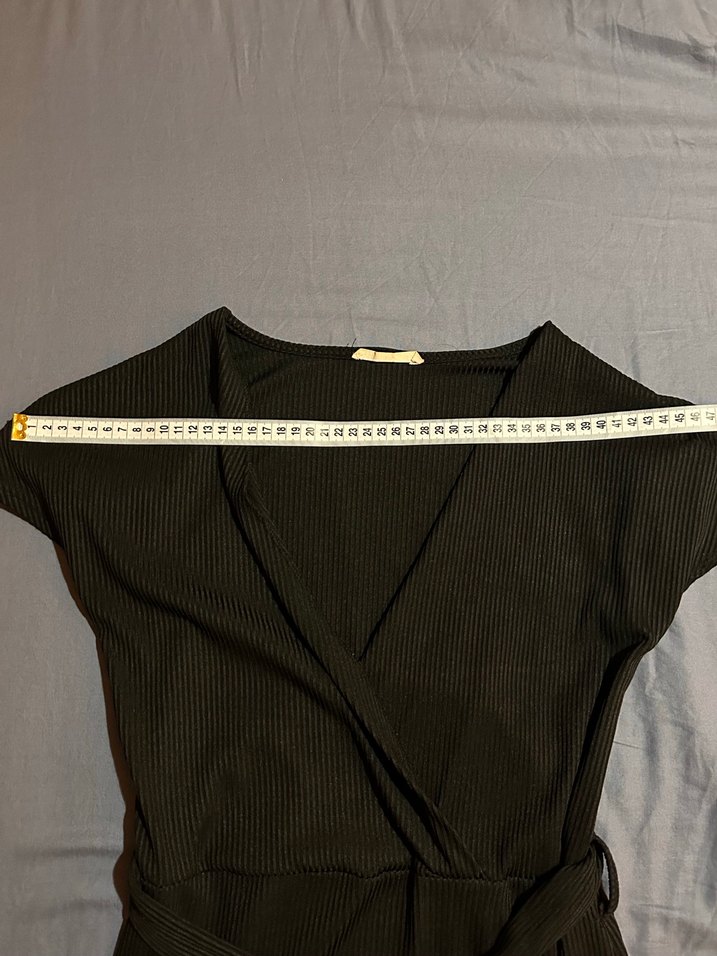 Siyah Fitilli Kumaş Elbise - Görsel 4