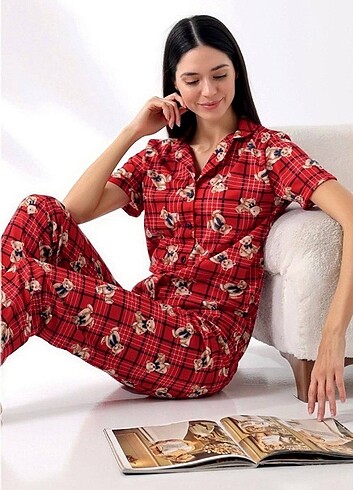 Bayan gömlek yaka pijama takımı 