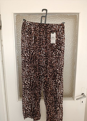 46 Beden Kahverengi Leopar Desenli pijama pantolon