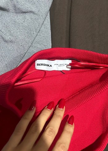 xs Beden kırmızı Renk Bershka Kırmızı Straplez Mini Elbise