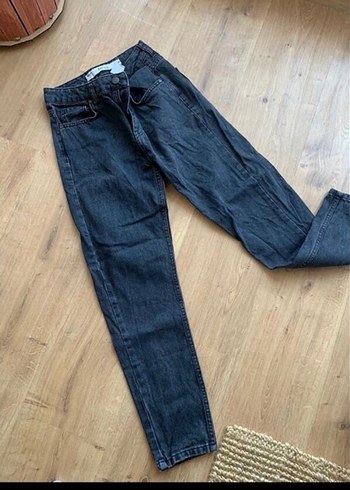 Gri Regular Fit Midi Denim Kadın Kot Pantolon - Görsel 4