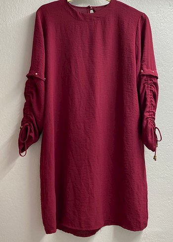 Bordo Uzun Kollu Salaş Tunik