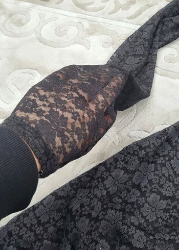 Dantelli kalp yaka elbise - Görsel 7