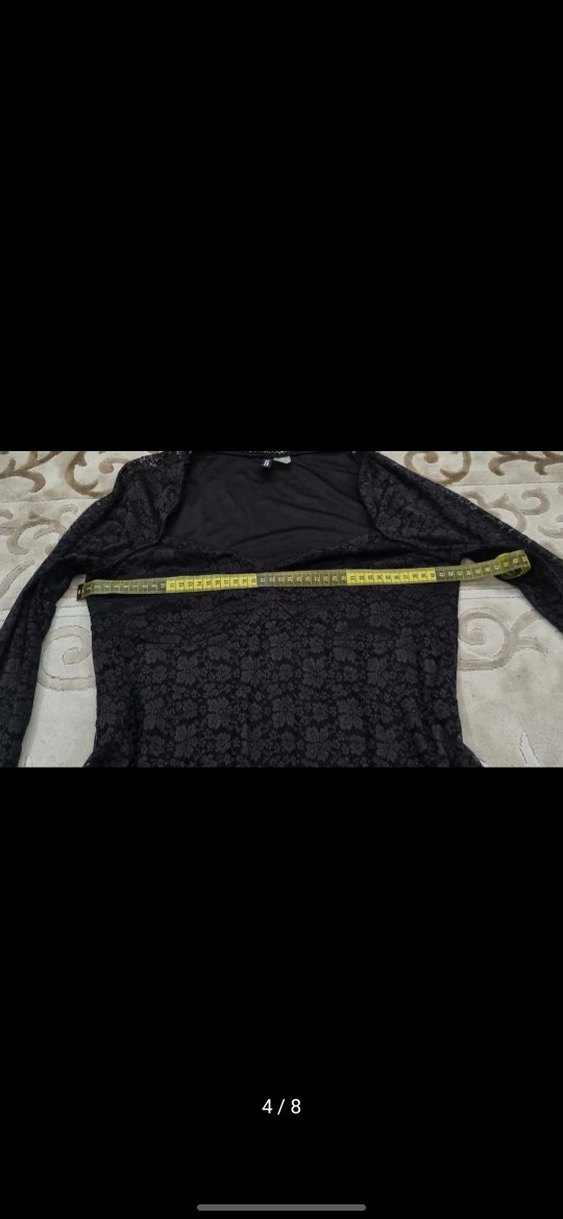 Dantelli kalp yaka elbise - Görsel 4