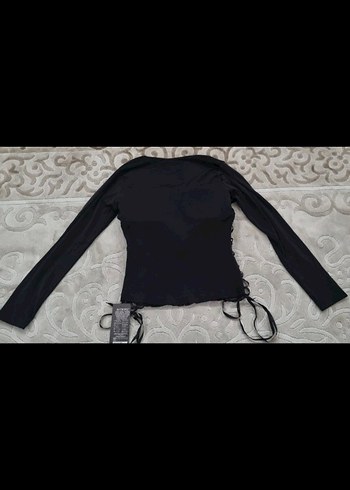 Dantel detaylı lace up gotik bluz - Görsel 6