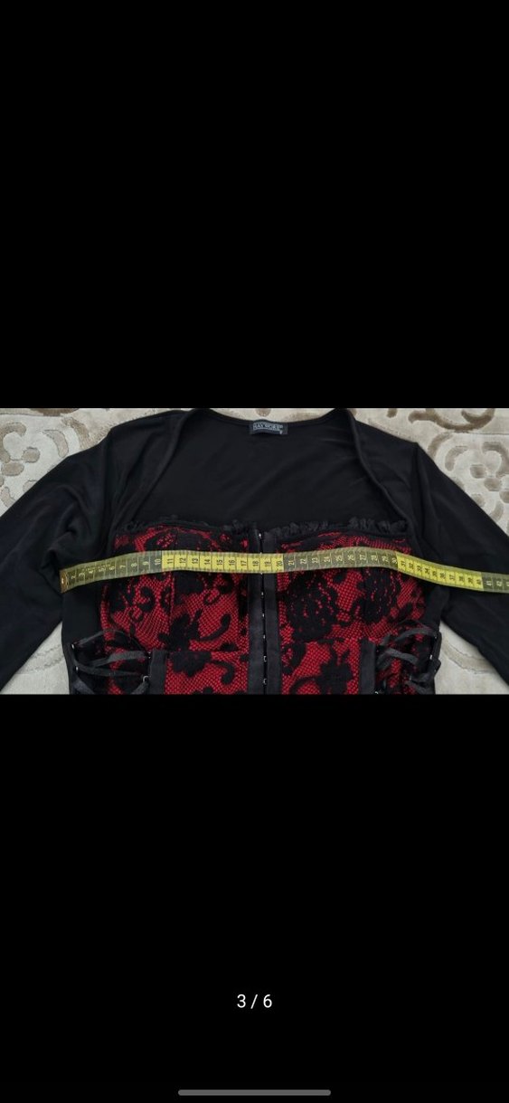 Dantel detaylı lace up gotik bluz - Görsel 3