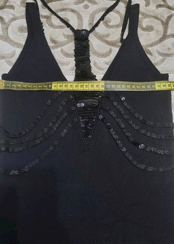 Kaburga detaylı pullu askılı triko bluz - Görsel 4