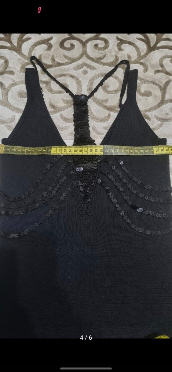 Kaburga detaylı pullu askılı triko bluz - Görsel 4