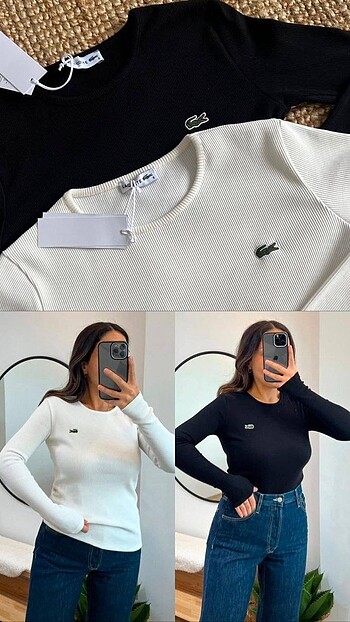 Lacoste Uzun kollu fitilli body