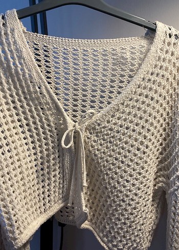 V Yaka Örgü Kadın Hırka - Görsel 3