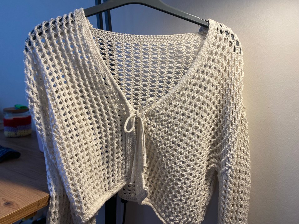 V Yaka Örgü Kadın Hırka - Görsel 3