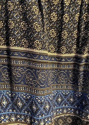 Bohem Mavi Desenli Midi Etek - Görsel 2