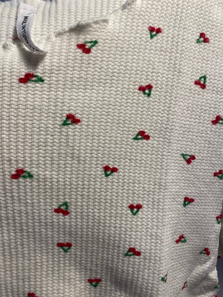 Beyaz Mini Çiçekli Kısa Kollu Kadın Crop Tişört - Görsel 2