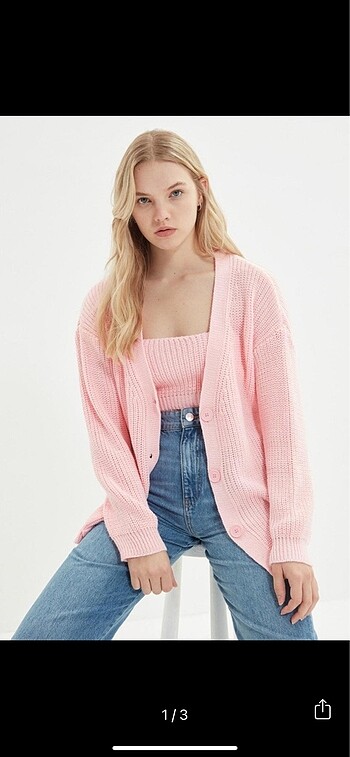 Pembe triko hırka