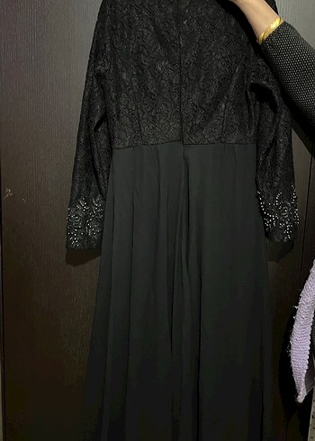 Diğer Drapeli Siyah Gotik Uzun Abiye Elbise