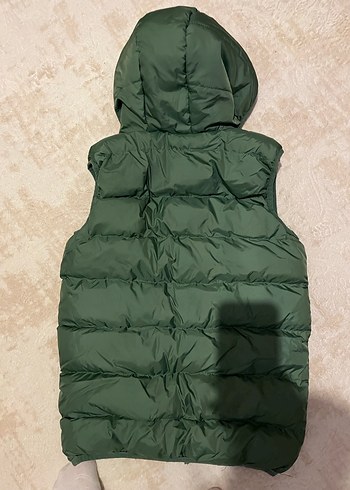 Koyu Yeşil Kapüşonlu erkek çocuk Şişme Yelek - Görsel 4