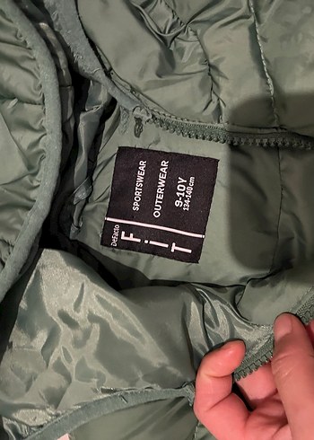 Koyu Yeşil Kapüşonlu erkek çocuk Şişme Yelek - Görsel 3