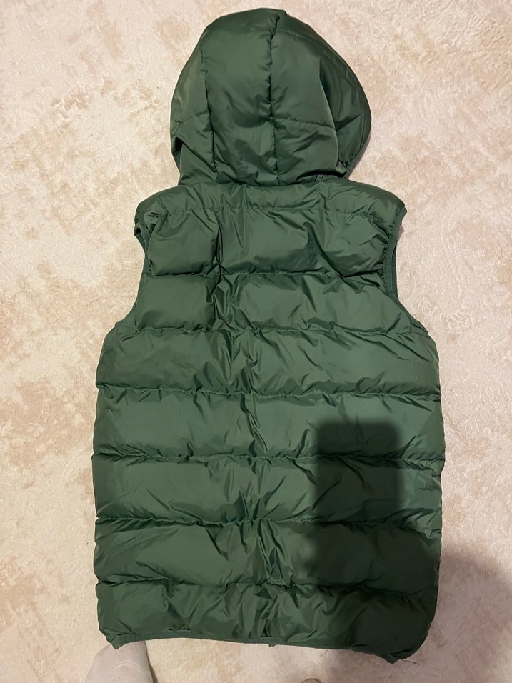 Koyu Yeşil Kapüşonlu erkek çocuk Şişme Yelek - Görsel 4