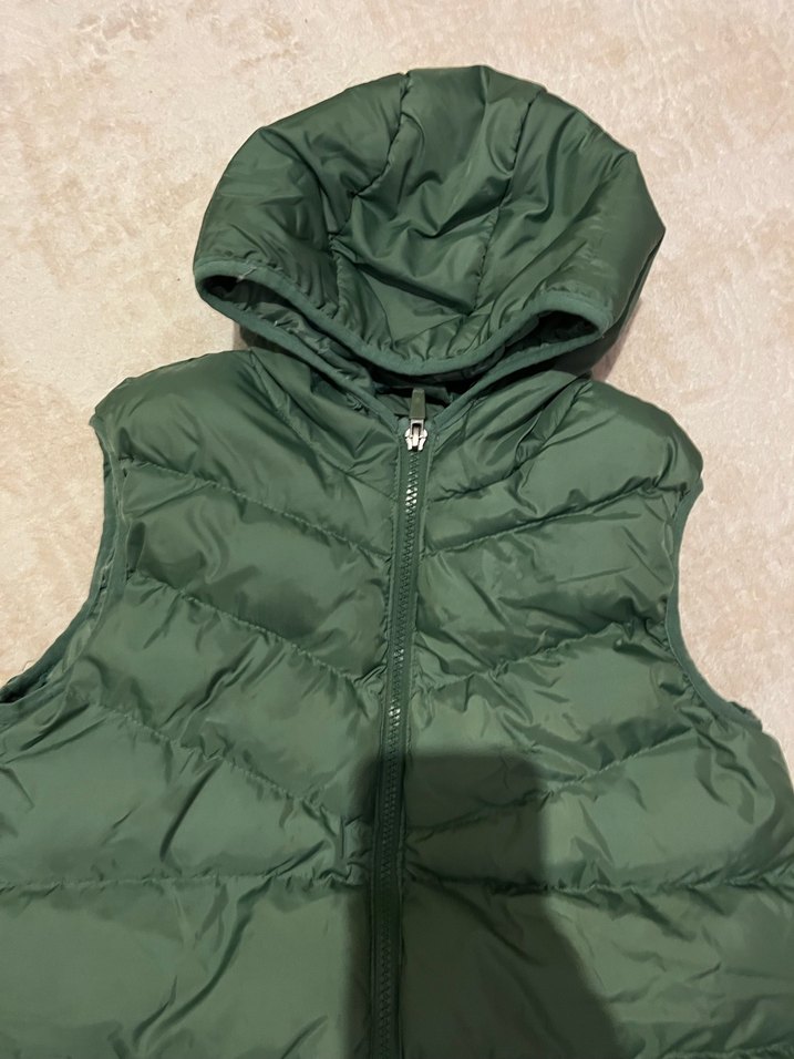 Koyu Yeşil Kapüşonlu erkek çocuk Şişme Yelek - Görsel 2